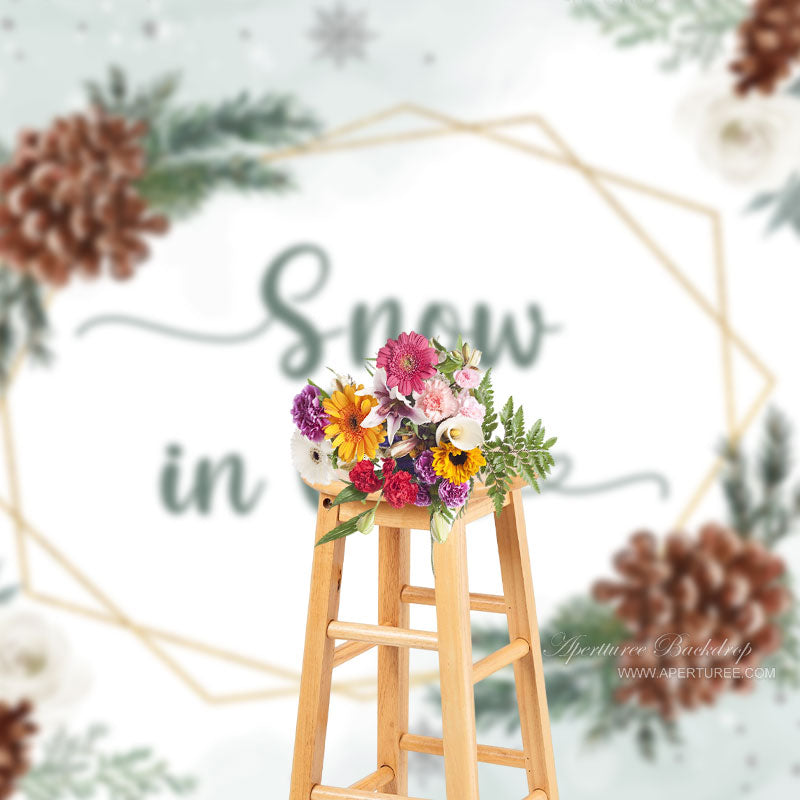 Aperturee - Weiße Blume Schnee in Liebe Weihnachten Tannenzapfen Hintergrund