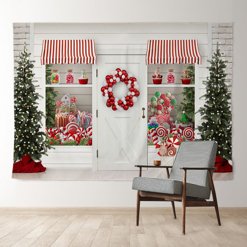 Aperturee - Weißer Lollipop Store Baum Deko Weihnachtshintergrund