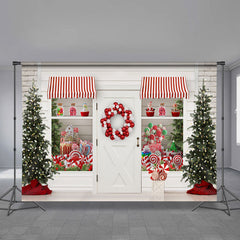 Aperturee - Weißer Lollipop Store Baum Deko Weihnachtshintergrund