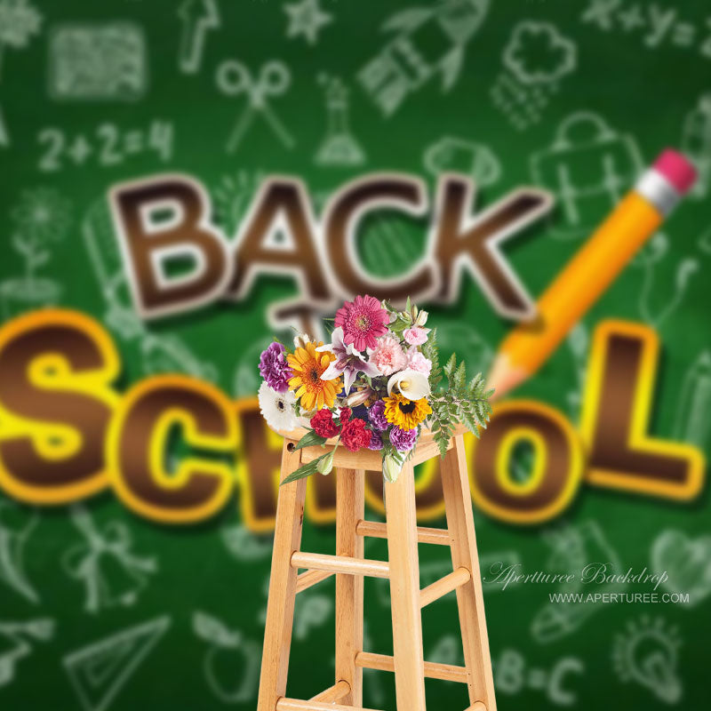 Aperturee - Weißer Muster grüner Zurück zur Schule Fotohintergrund