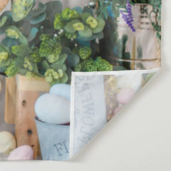Aperturee - Weiße Fenster Teekanne Haseneier Osterhintergrund