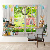 Aperturee - Weiße Fenster Teekanne Haseneier Osterhintergrund