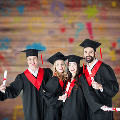 Aperturee - Holz bunte Strichmännchen Grad Hintergrund für Foto