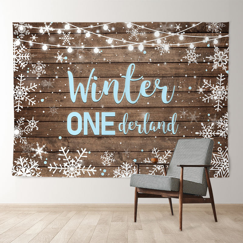 Aperturee - Holzschneeblauer Onederland Hintergrund zum 1. Geburtstag