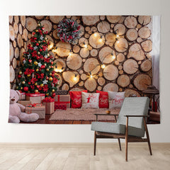 Aperturee - Holzpfahl Wandbaum Weihnachtskulisse für Deko