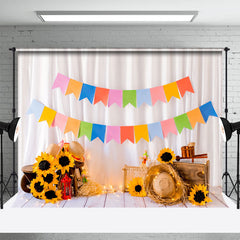 Wand und Sonnenblumen Kinderkuchen Smash Hintergrund