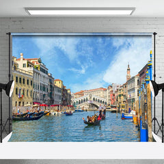 Berühmter Fotohintergrund der Rialtobrücke in Venedig