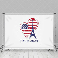 Aperturee - USA Flagge Eiffelturm Paris 2024 Olympia Hintergrund