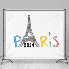 Aperturee - Weißer Eiffelturm Paris 2024 Sport Olympia Hintergrund