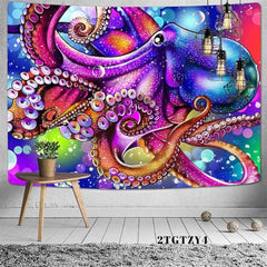 Oktopus Bokeh Trippy Neuheit Cartoon Tapisserie