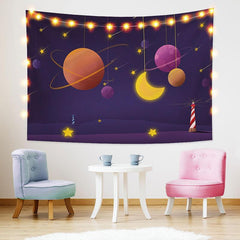 Planet und Stern Galaxie Cartoon Mond Tapisserie