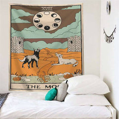 Wand und Himmel Mond Tier Cartoon Tapisserie