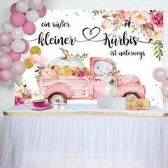 Blumen Rosa Auto Kürbis Baby Dusche Hintergrund