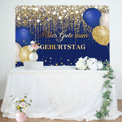 Blau Gold Luftballons Funkeln Geburtstag Hintergrund