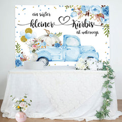 Blau Auto Blumen Kürbis Baby Dusche Hintergrund