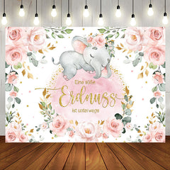 Rosa Blumen Elefant Baby Dusche Hintergrund