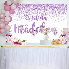 Es ist A Mädchen Lila Blumen Baby Dusche Hintergrund