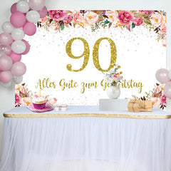 Gold Punkte Blumen 90 Geburtstag Hintergrund