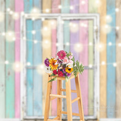 Aperturee - Glitzernder Regenbogenfarbener Tür  und Wand Fotohintergrund