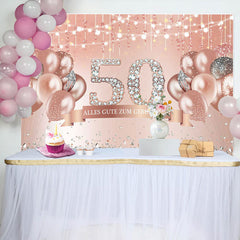 Rose Gold 50 Geburtstag Diamanten Luftballons Hintergrund