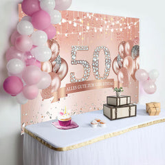 Rose Gold 50 Geburtstag Diamanten Luftballons Hintergrund