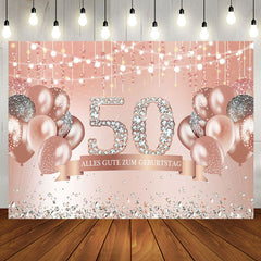 Rose Gold 50 Geburtstag Diamanten Luftballons Hintergrund