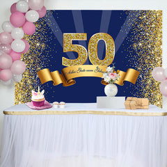 Marine Blau Und Gold 50 Geburtstag Hintergrund