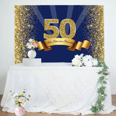 Marine Blau Und Gold 50 Geburtstag Hintergrund