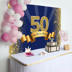 Marine Blau Und Gold 50 Geburtstag Hintergrund