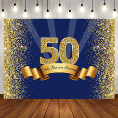 Marine Blau Und Gold 50 Geburtstag Hintergrund
