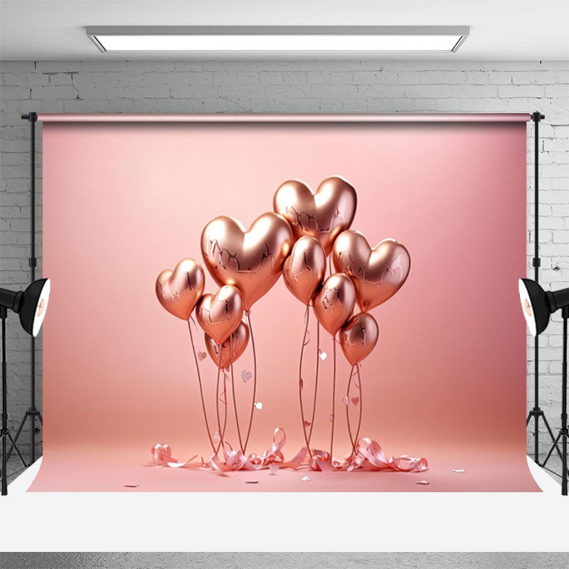 Aperturee - Rose Golden Heart Balloons Valentinstag Hintergrund