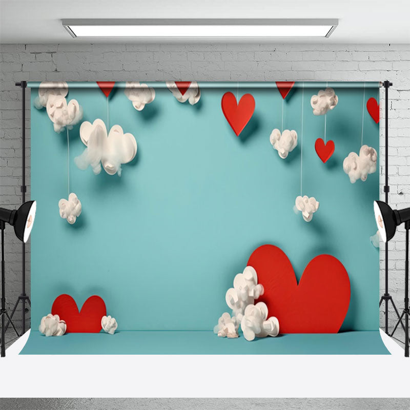 Aperturee - Posh Red Heart Cloud Cyan Valentinstag Hintergrund