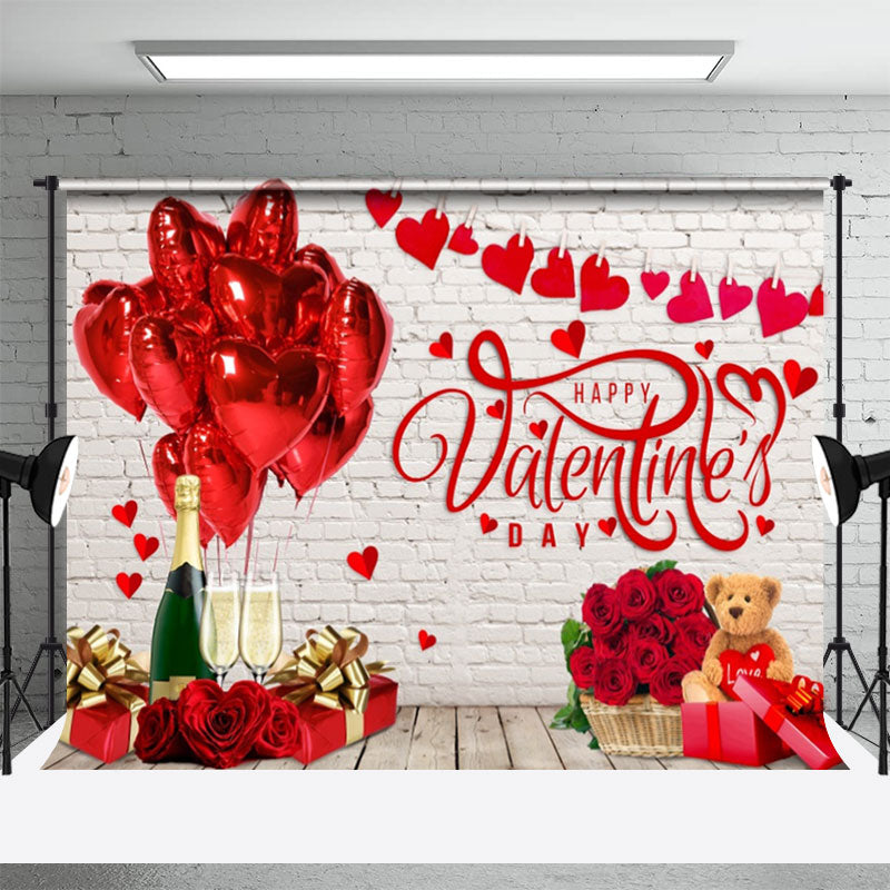 Aperturee - Backsteinmauer rotes Rosenherz Valentinstag Hintergrund