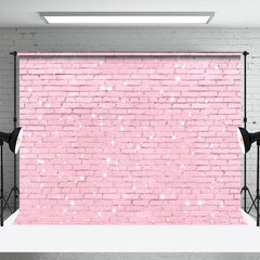 Aperturee - Glitzernde rosa Backsteinmauer zum Valentinstag im Hintergrund