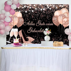 Rose Gold Ballon Funkeln Geburtstag Hintergrund