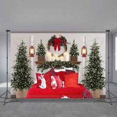 Aperturee - Rote Decke heller Baumkranz Weihnachtshintergrund