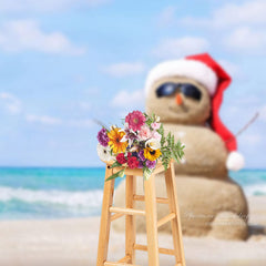 Aperturee - Blau Beach Sandy Snowman Weihnachten im Juli Hintergrund