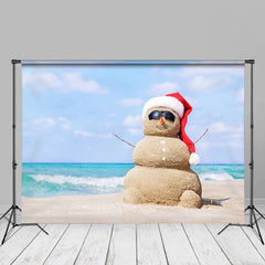 Aperturee - Blau Beach Sandy Snowman Weihnachten im Juli Hintergrund