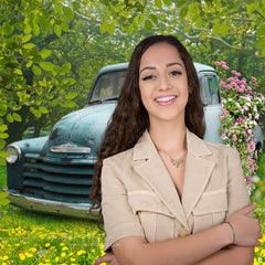 Aperturee - Blauer Auto Blumen Wald Frühlings Fotohintergrund