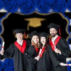 Aperturee - Blau Roses Stripe Herzlichen Glückwunsch Grad Photo Booth Hintergrund