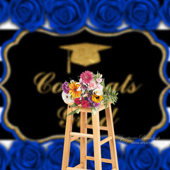 Aperturee - Blau Roses Stripe Herzlichen Glückwunsch Grad Photo Booth Hintergrund