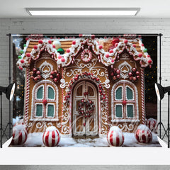 Aperturee - Candy House Schnee Fotostudio Weihnachtshintergrund