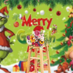 Aperturee - Cartoon Grinch Weihnachtsbaum Fotohintergrund