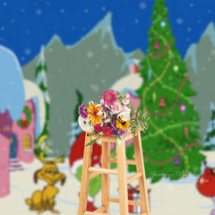 Aperturee - Cartoon Grinch Snowy Christmas Nacht Pine Hintergrund