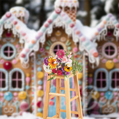 Aperturee - Weihnachts Süßigkeiten Haus Hintergrund für Fotostudio