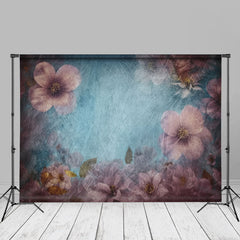 Aperturee - Fine Art Pink Floral Blue Abstrakter Fotohintergrund