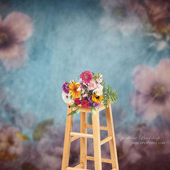 Aperturee - Fine Art Pink Floral Blue Abstrakter Fotohintergrund