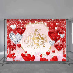 Aperturee - Glitzerndes rotes Diamant Happy Valentine Day Banner