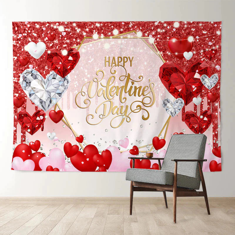 Aperturee - Glitzerndes rotes Diamant Happy Valentine Day Banner