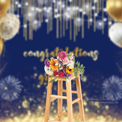 Aperturee - Goldballons Bokeh Royal Blau Grad Photo Booth Backdorp